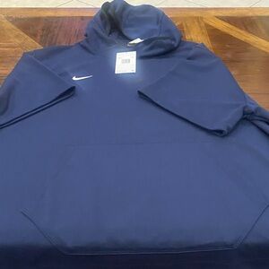 Nike Navy Blue Pullover Hoodie with White Swoosh